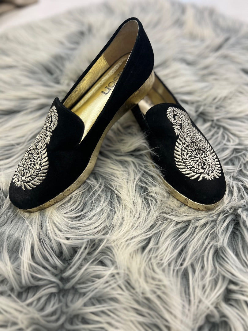 Miss Wilson Black and Gold Slip On's - 10