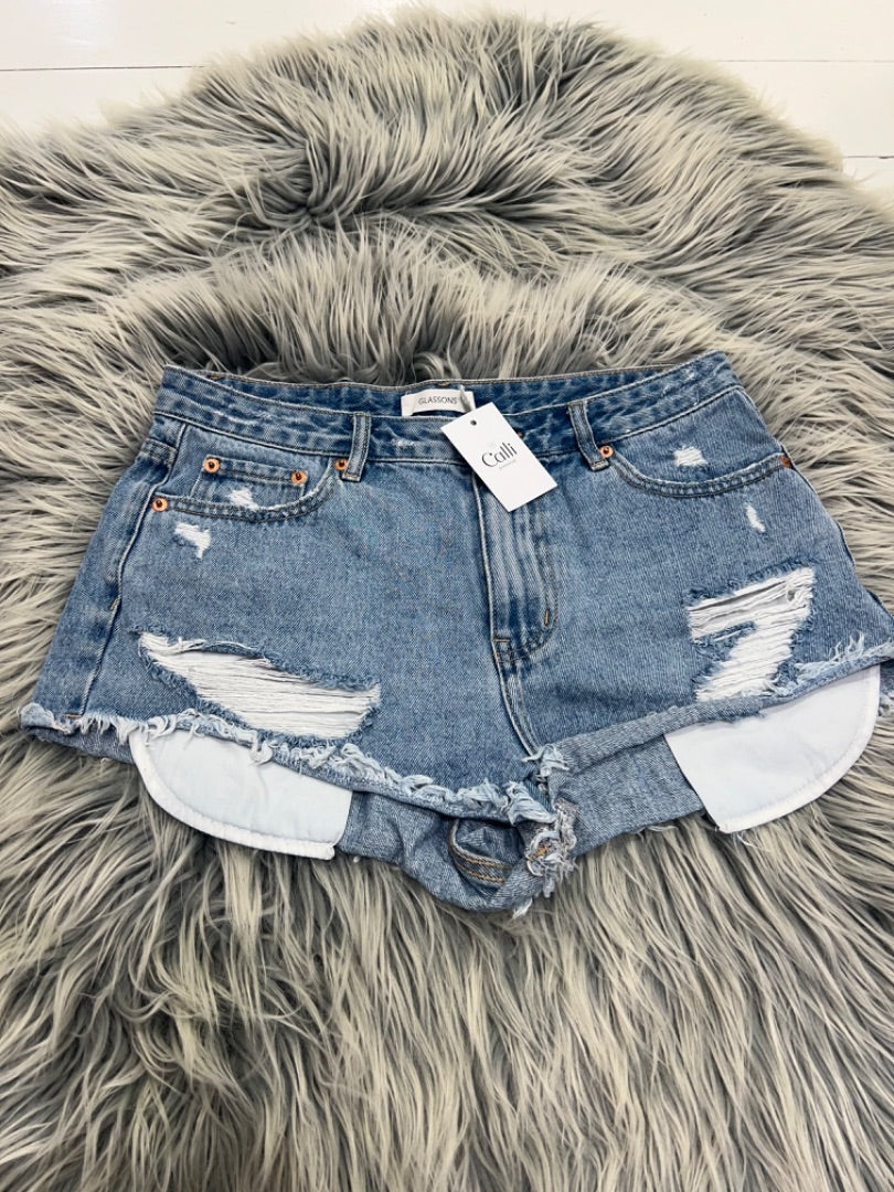 Glassons Light Wash Distressed Denim Shorts - 10