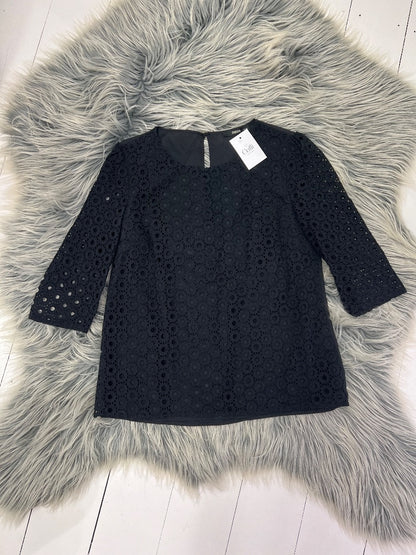 Oasis Black Lace 3/4 Sleeve Top - 12