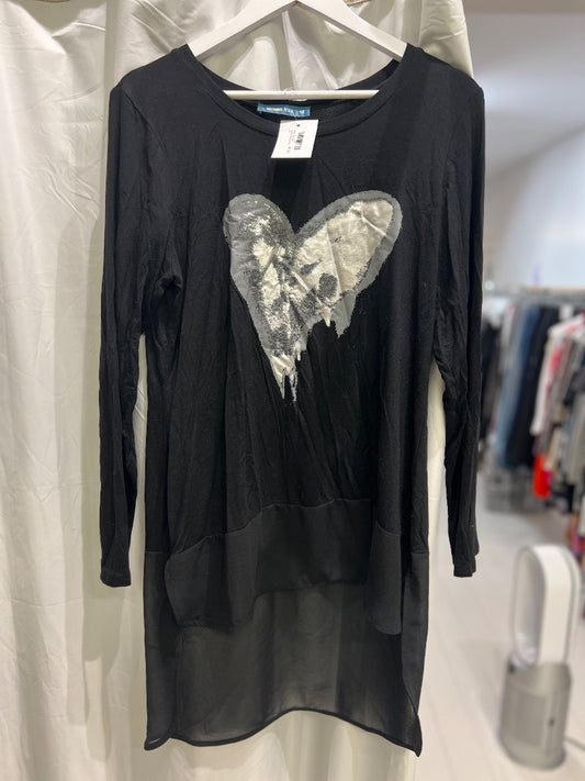 Lemon Tree Black Fishtail Silver Heart Top - 12