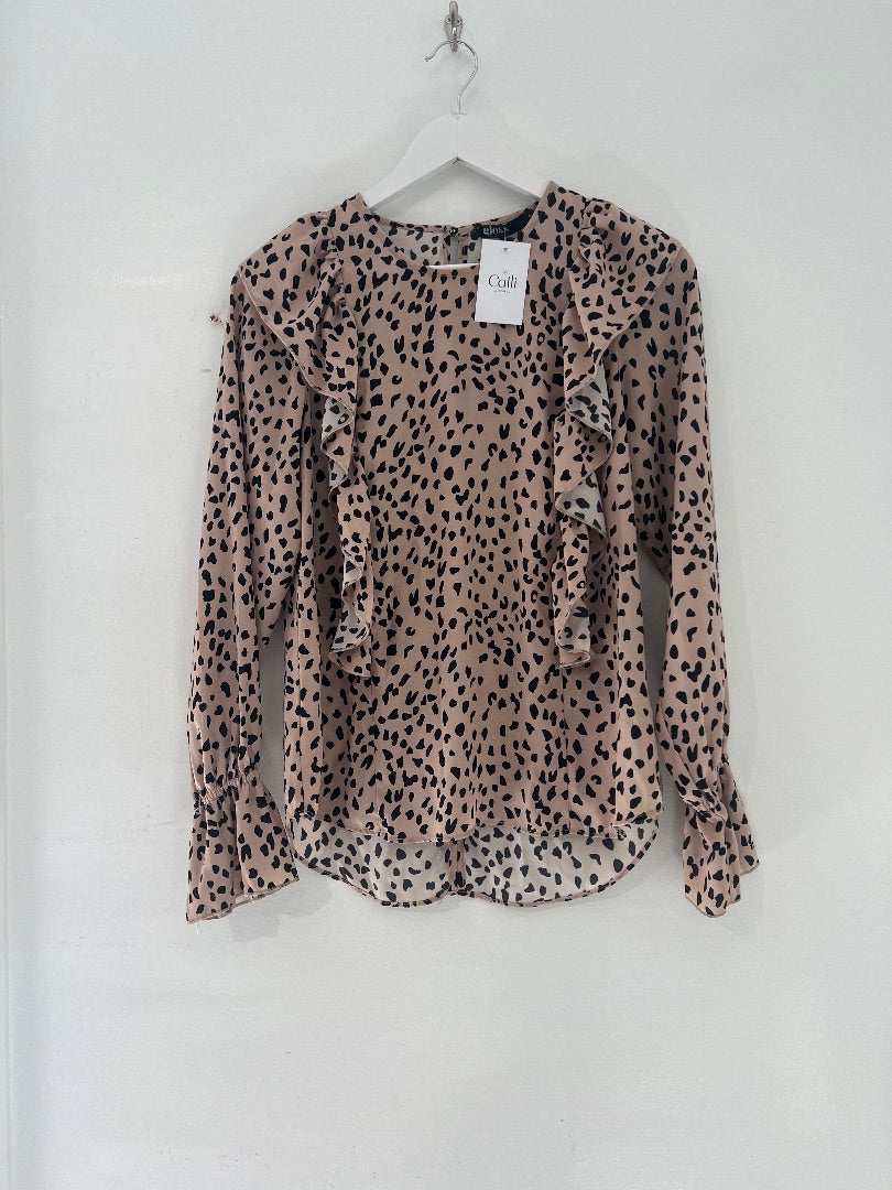 Gloss Beige And Black Leopard Print Top - 6