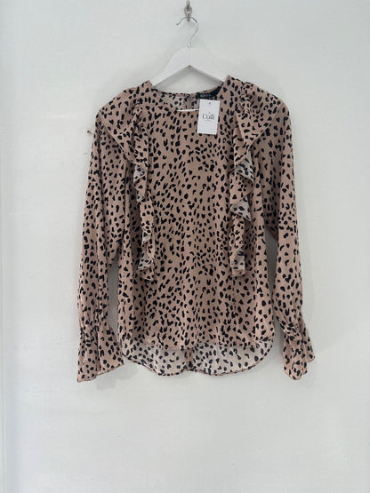 Gloss Beige And Black Leopard Print Top - 6