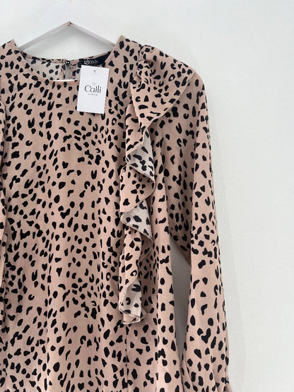 Gloss Beige And Black Leopard Print Top - 6