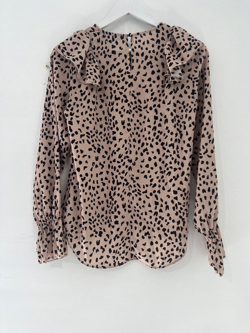 Gloss Beige And Black Leopard Print Top - 6