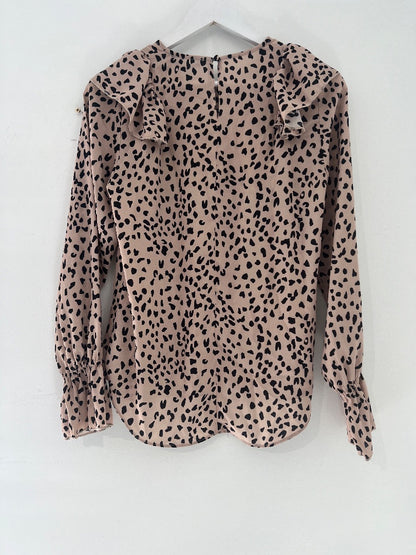 Gloss Beige And Black Leopard Print Top - 6