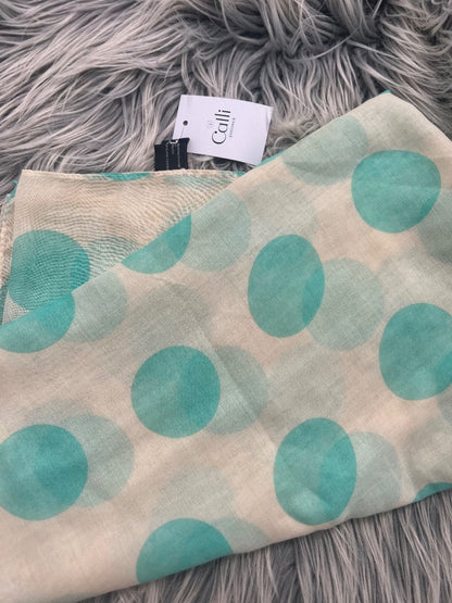 Ralph Lauren Cream & Turquoise Polka Dot Scarf