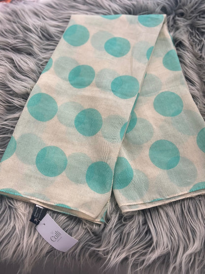 Ralph Lauren Cream & Turquoise Polka Dot Scarf