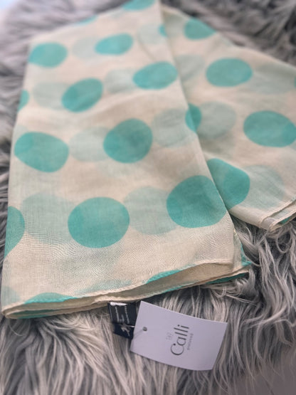 Ralph Lauren Cream & Turquoise Polka Dot Scarf