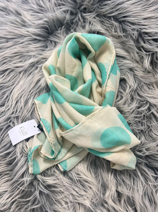 Ralph Lauren Cream & Turquoise Polka Dot Scarf