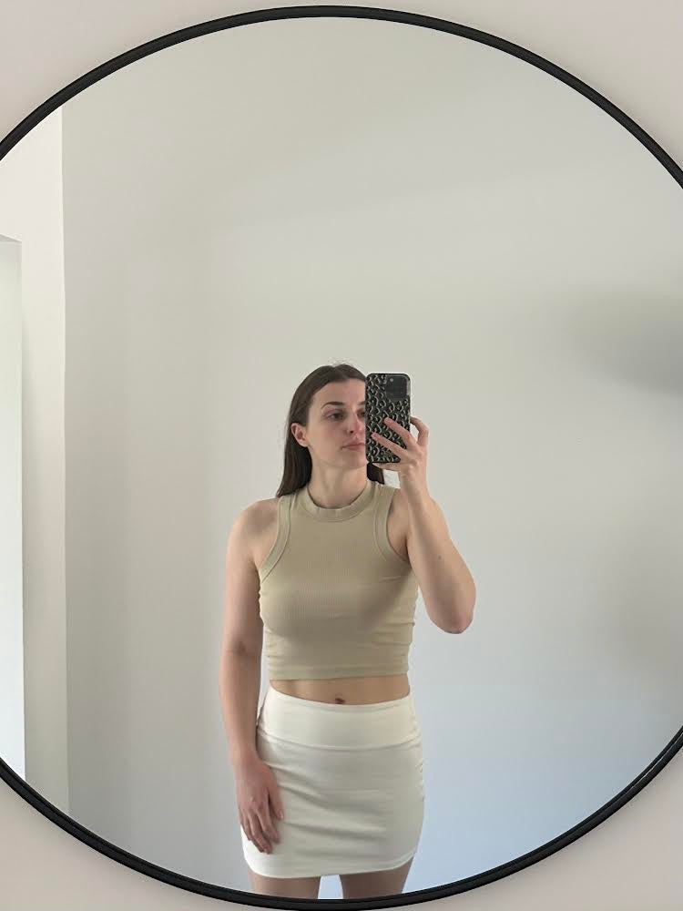 Glassons Beige Ribbed Crop Top, M