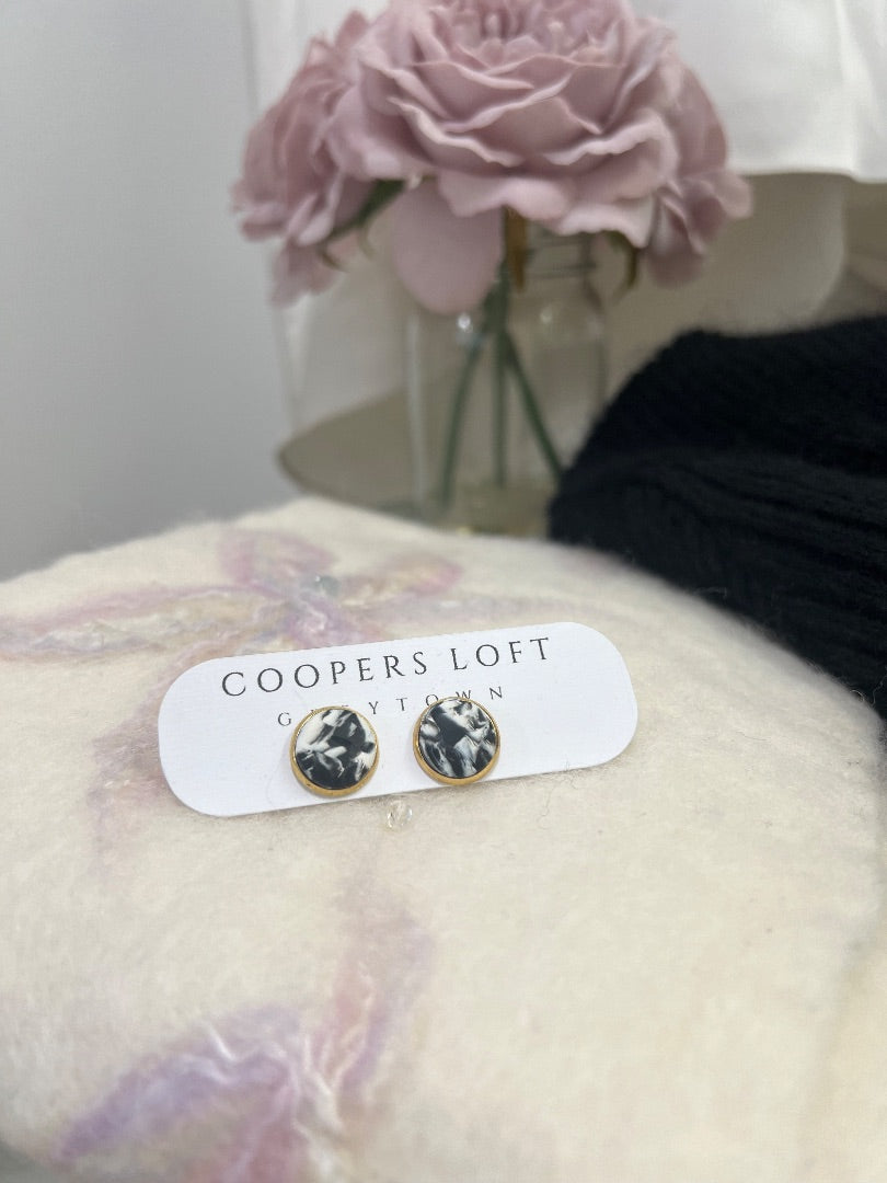 Coopers Loft Black & White Marble Earrings/Studs