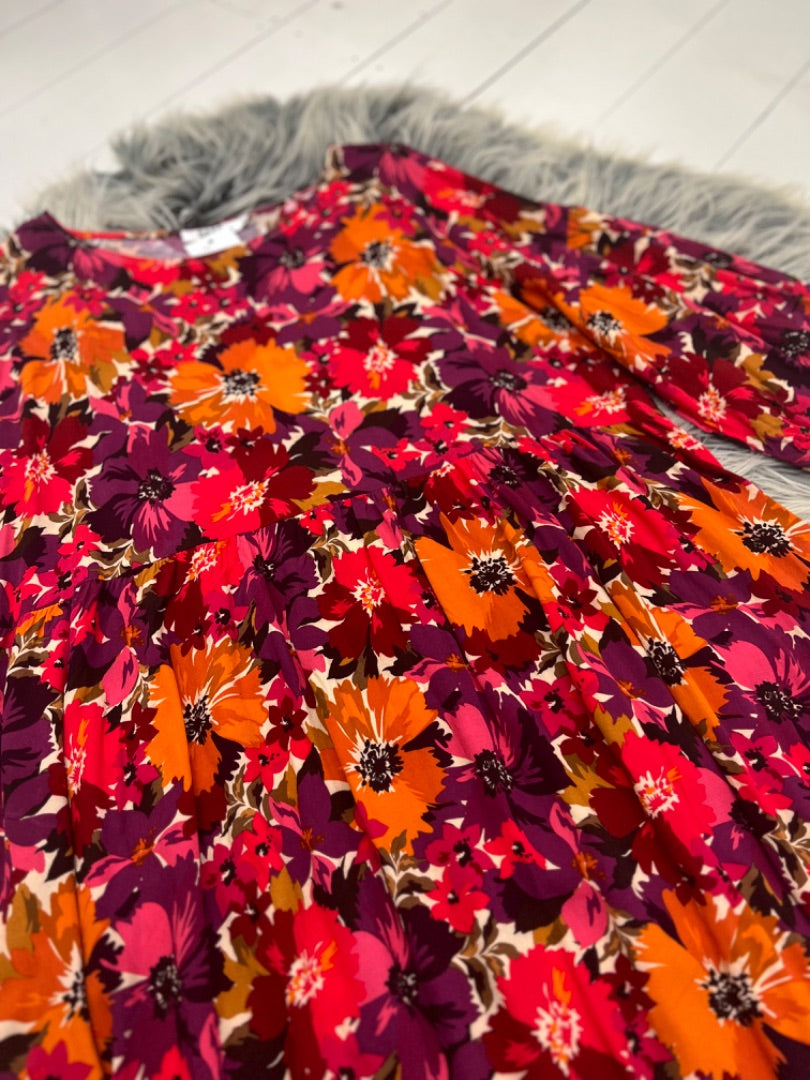 SASS Bright Orange Floral Dress, 12