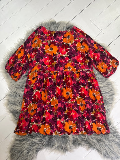 SASS Bright Orange Floral Dress, 12