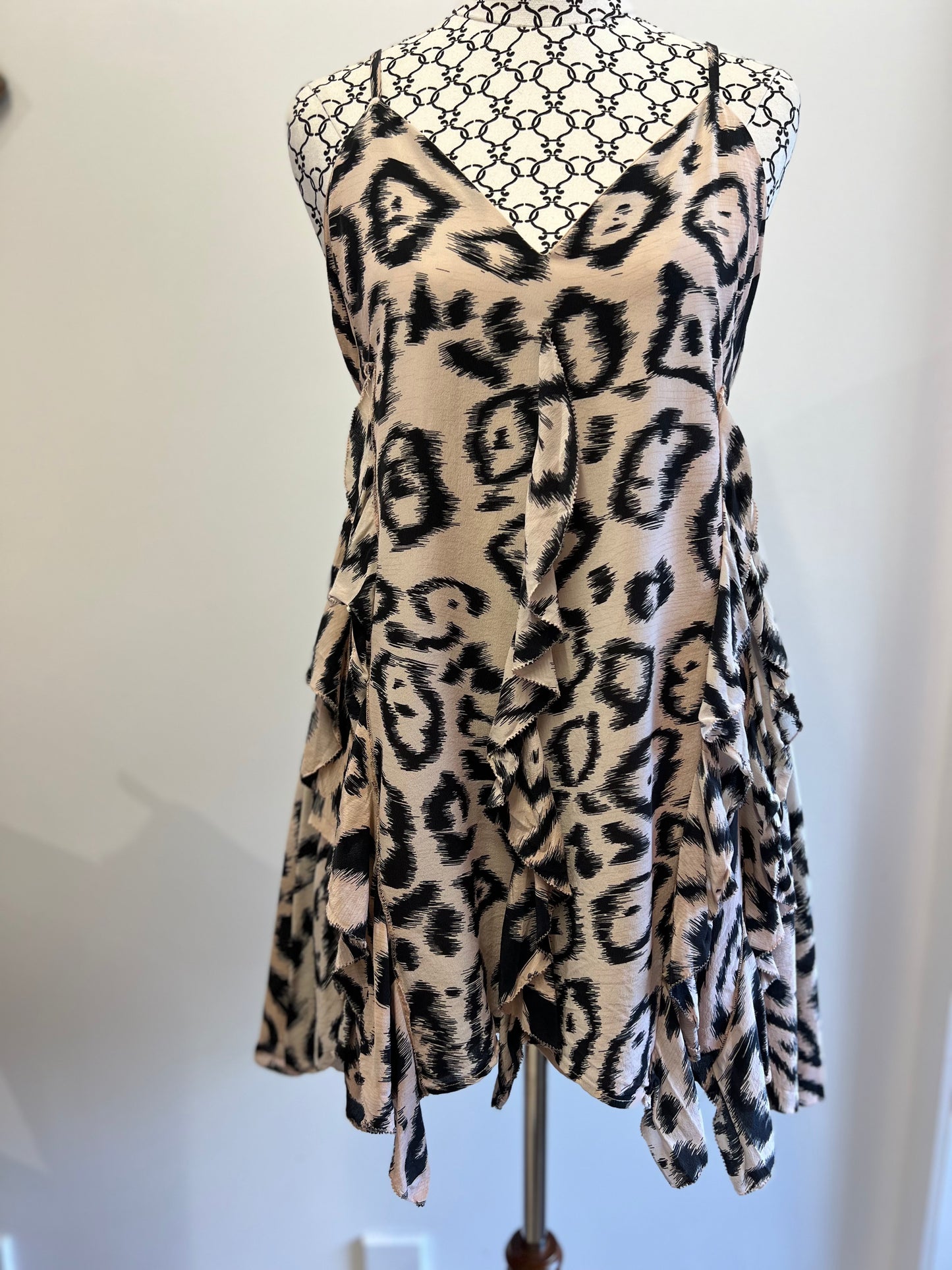 Alice Mccall Nude Silk Animal Print Mini Dress, 8