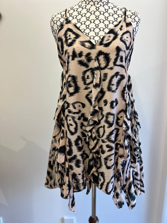 Alice Mccall Nude Silk Animal Print Mini Dress, 8