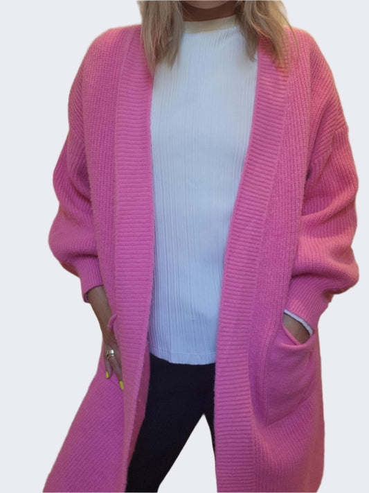 Haven Hot Pink Long Cardigan, One Size