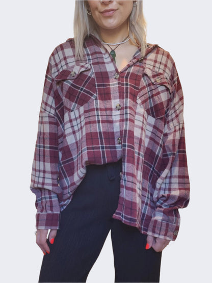 H&H Burgundy Check Shirt, 20