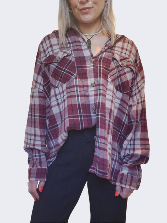 H&H Burgundy Check Shirt, 20